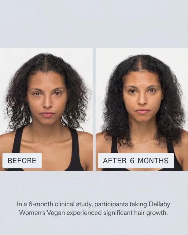 Before and after 6 months in a clinical study of participants taking DELLABY Women